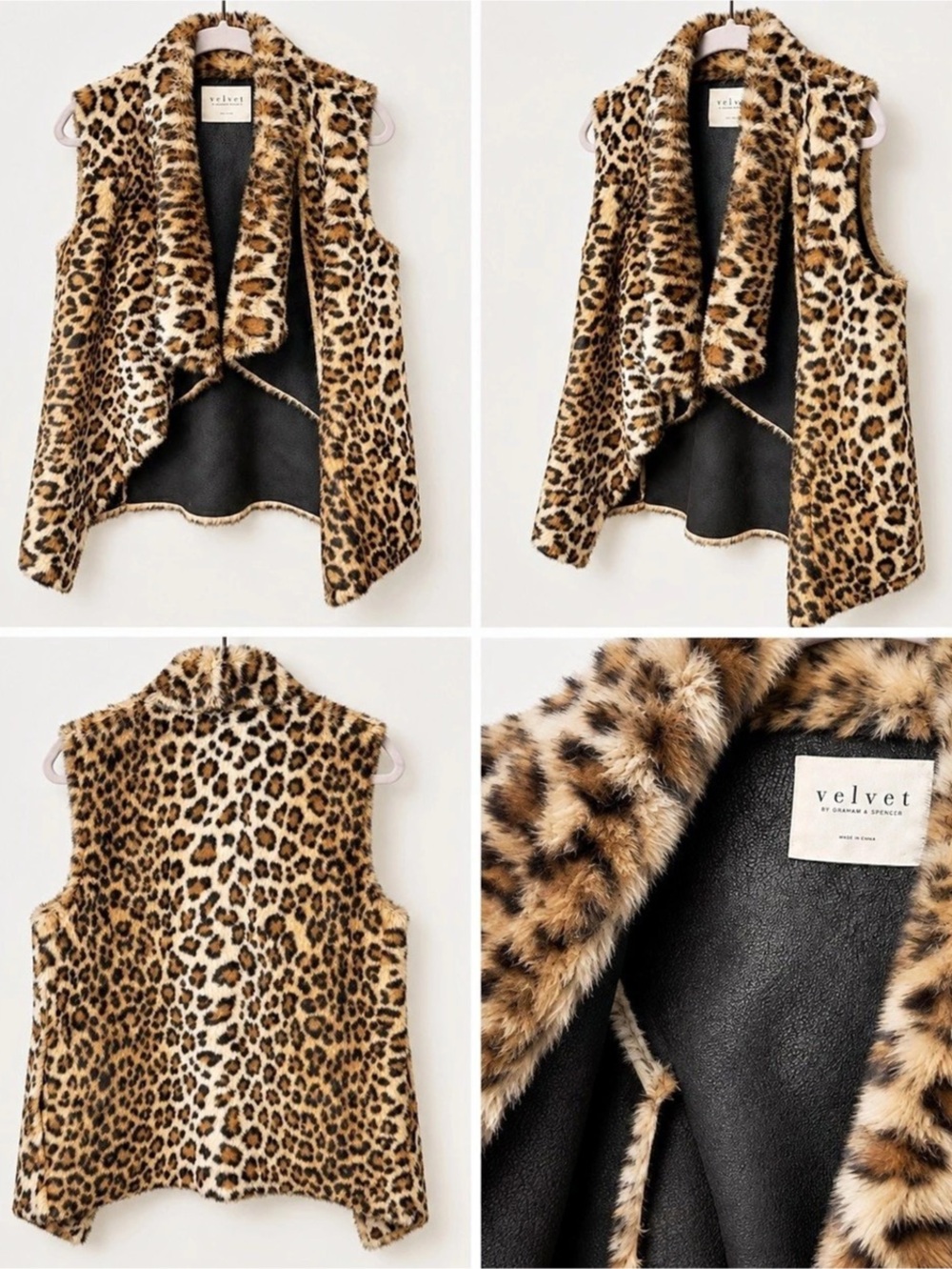 Velvet by Graham & Spencer Leopard Faux Fur Vest Women’s Small